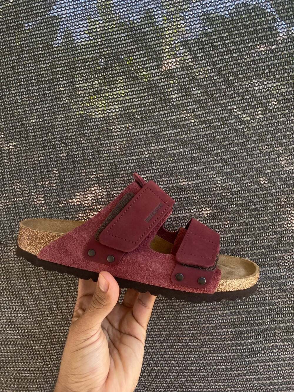 Birkenstock Uji Nubuck-Suede Leather Sandals in Zinfandel
